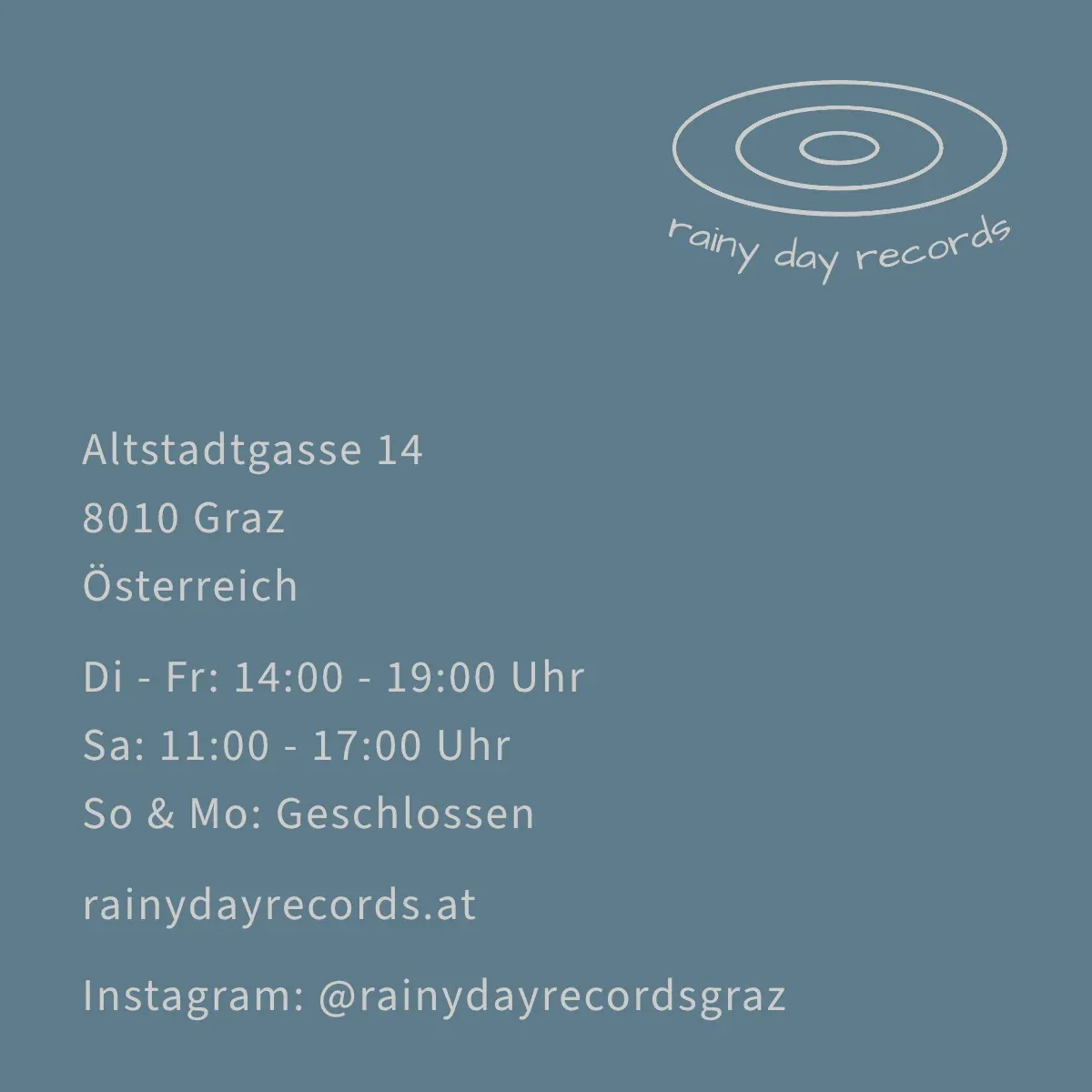 Rainy Day Records Visitenkarte Rückseite